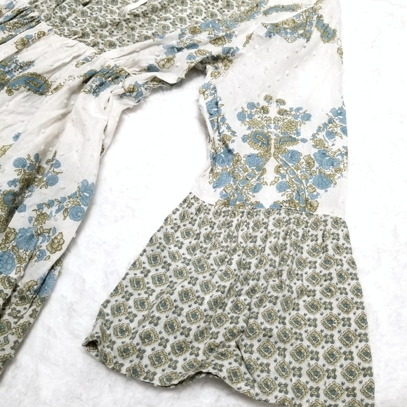 Punch floral paisley tiered Swiss dot cotton tunic - Picture 3 of 8